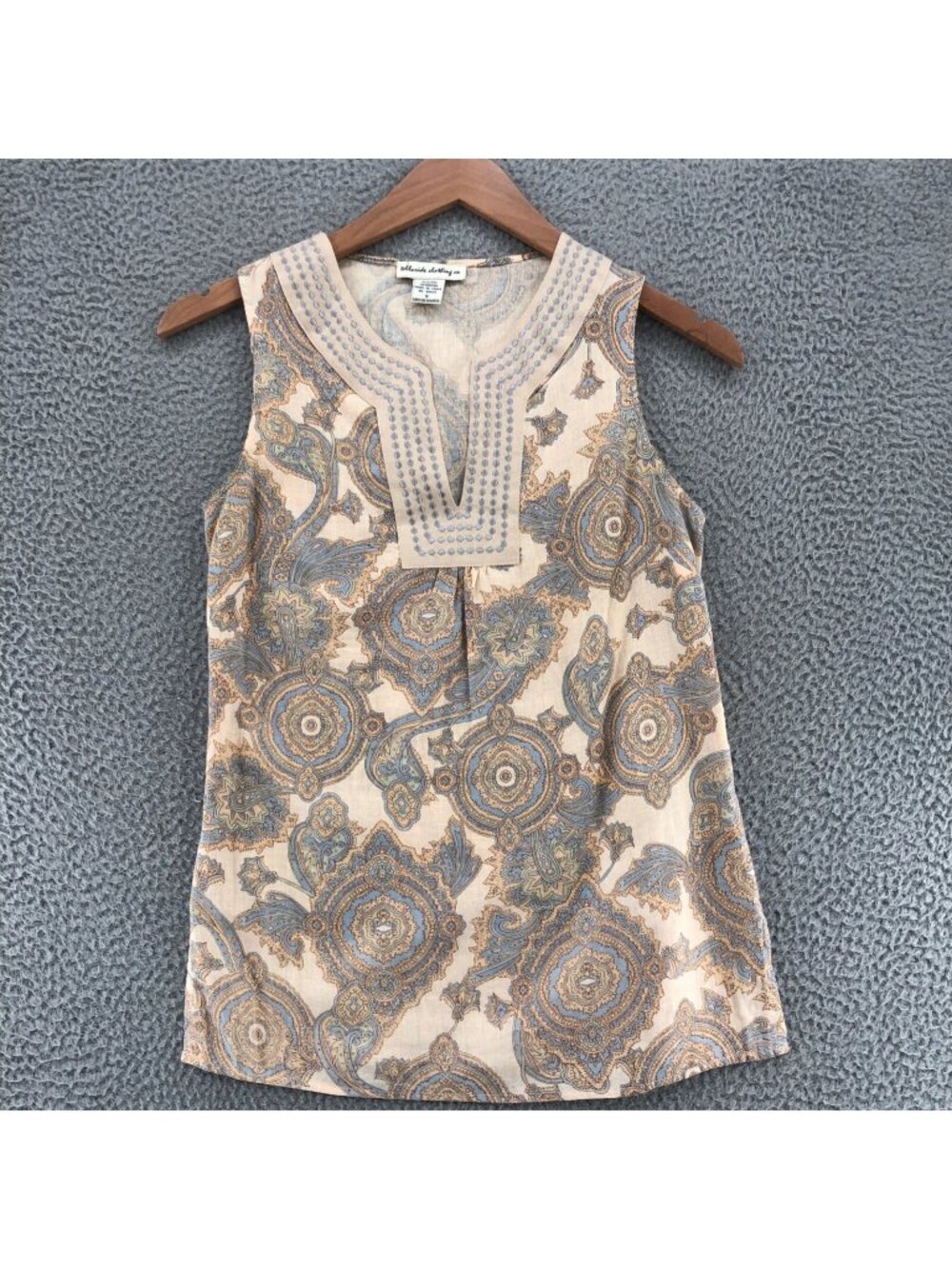 Telluride Clothing Co Top Womens Small Ivory Multi Floral Linen Blend Sleeveless